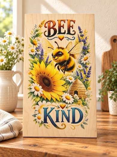 Bee Kind wooden sign