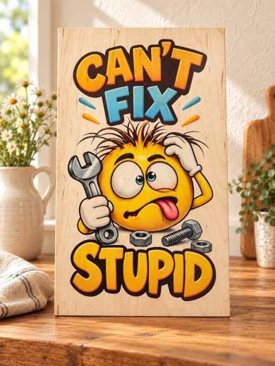 Can't Fix Stupid wooden sign