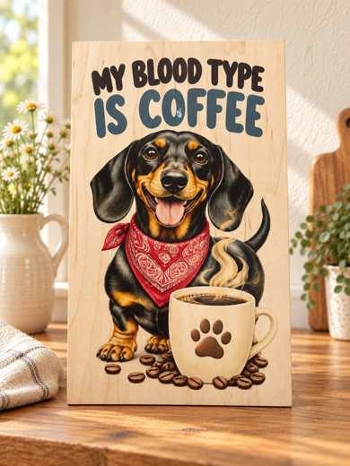 My Blood Type Is Coffee wooden sign