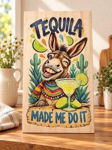 Tequila Made Me Do It wooden sign