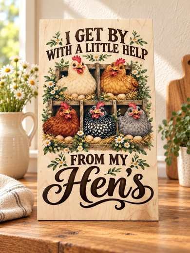A Little Help from My Hens wooden sign