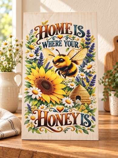Home Is Where Your Honey Is wooden sign