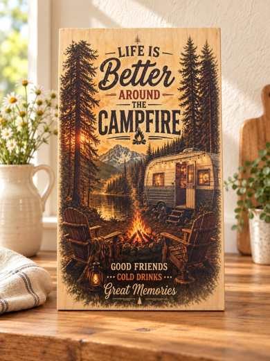 Life Is Better Around the Campfire wooden sign