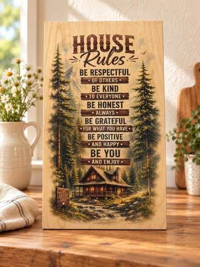 House Rules wooden sign