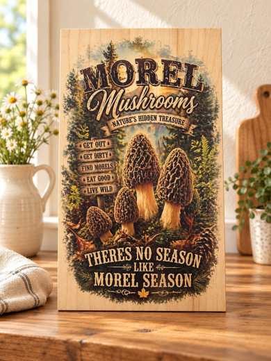 Morel Mushroom Season wooden sign