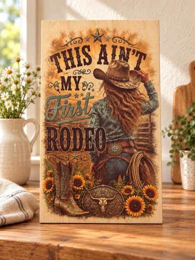 First Rodeo - Sunflowers wooden sign