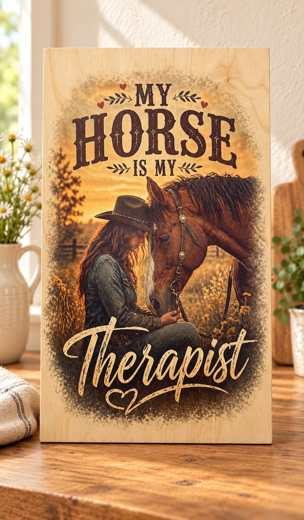 My Horse Is My Therapist wooden sign