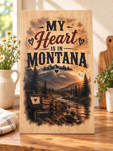 My Heart Is in Montana wooden sign