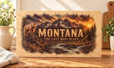 Montana - Mountain Goat wooden sign