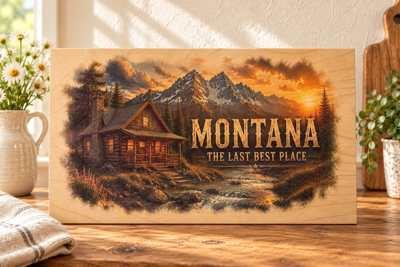 Montana - Cabin wooden sign