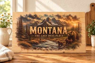 Montana - Bear Family wooden sign