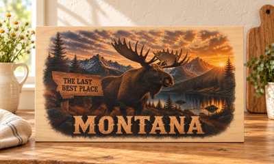Montana - Moose wooden sign