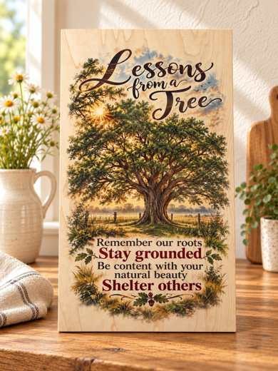 Lessons from a Tree wooden sign