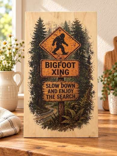 Bigfoot Crossing wooden sign