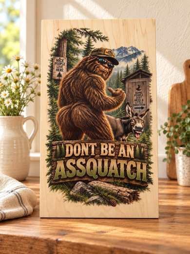 Don't Be an Assquatch wooden sign