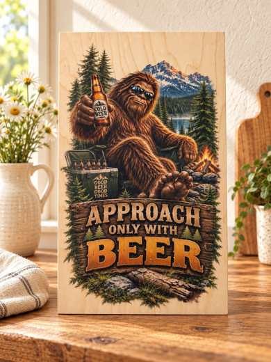 Approach Only with Beer wooden sign