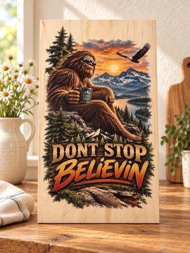 Don't Stop Believin' wooden sign
