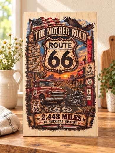 Route 66 - The Mother Road wooden sign