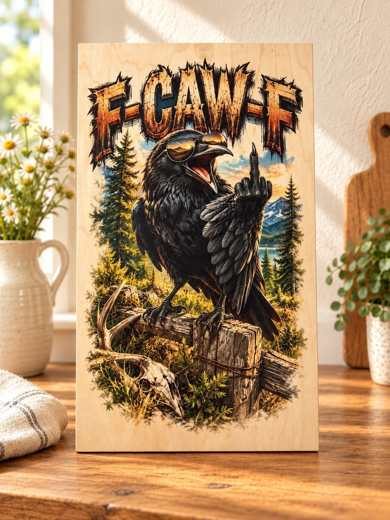 F-Caw-F - Crow wooden sign