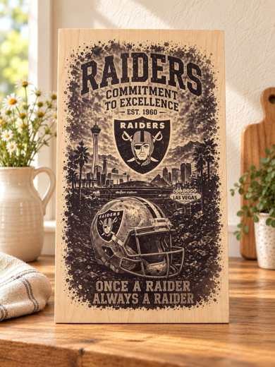 Raiders - Commitment to Excellence wooden sign