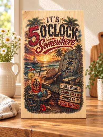It's 5 O'Clock Somewhere wooden sign