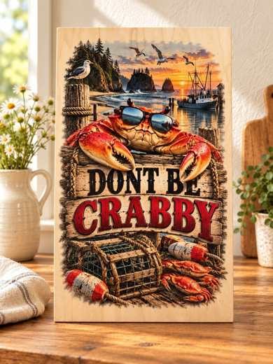 Don't Be Crabby wooden sign