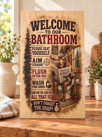 Welcome to Our Bathroom wooden sign