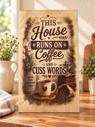 Coffee & Cuss Words wooden sign