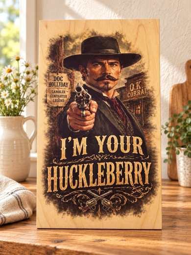 I'm Your Huckleberry - Doc Holliday wooden sign