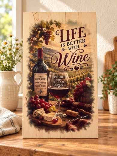 Life Is Better with Wine wooden sign