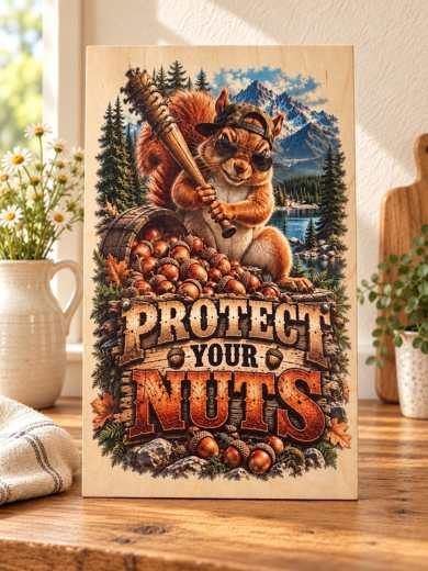 Protect Your Nuts - Squirrel wooden sign