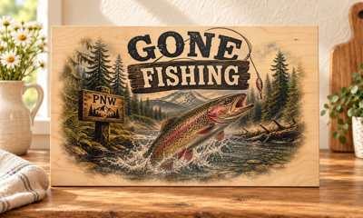 Gone Fishing - PNW wooden sign