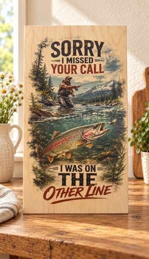 Sorry I Missed Your Call - Fishing wooden sign