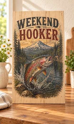 Weekend Hooker wooden sign