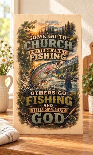 Fishing and God wooden sign