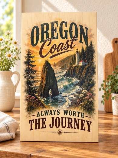 Oregon Coast - Worth the Journey wooden sign