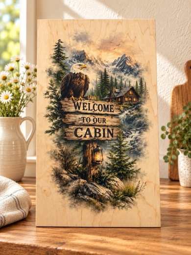 Welcome to Our Cabin wooden sign