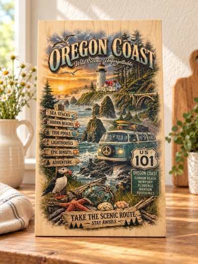 Oregon Coast - Scenic Route wooden sign