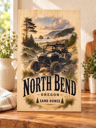 North Bend, Oregon - Sand Dunes wooden sign