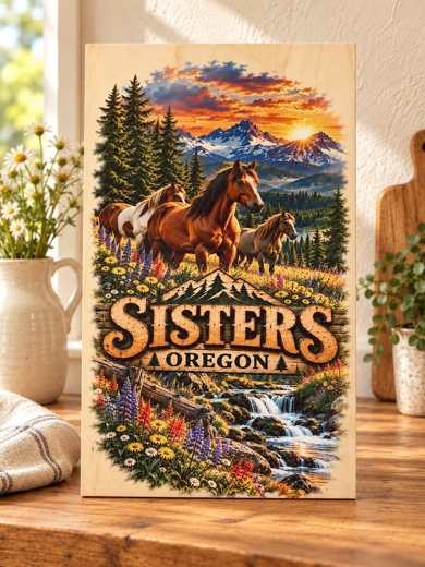Sisters, Oregon - Horses wooden sign