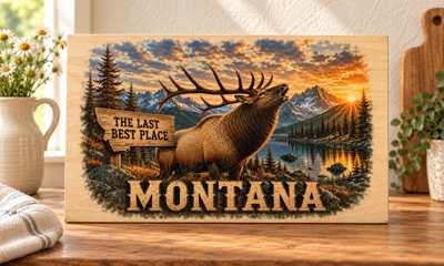 Montana - Bugling Elk wooden sign