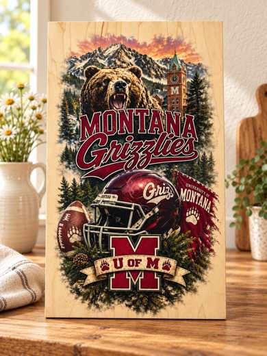 Montana Grizzlies Football wooden sign