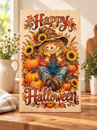 Happy Halloween - Scarecrow wooden sign