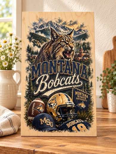 Montana State Bobcats Football wooden sign