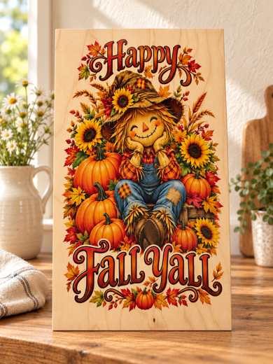 Happy Fall Y'all - Scarecrow wooden sign