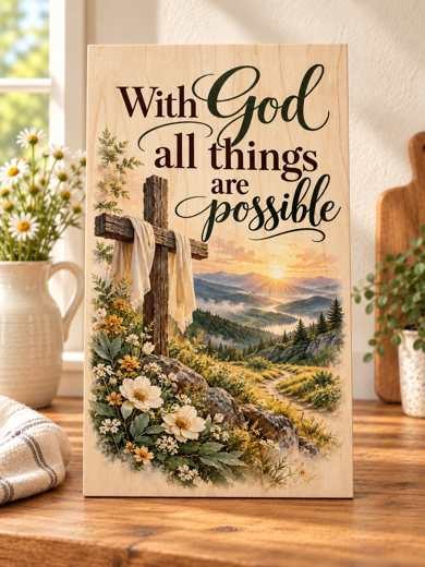With God All Things Are Possible wooden sign