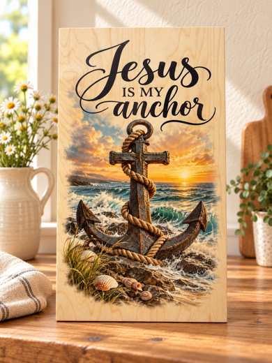 Jesus Is My Anchor wooden sign